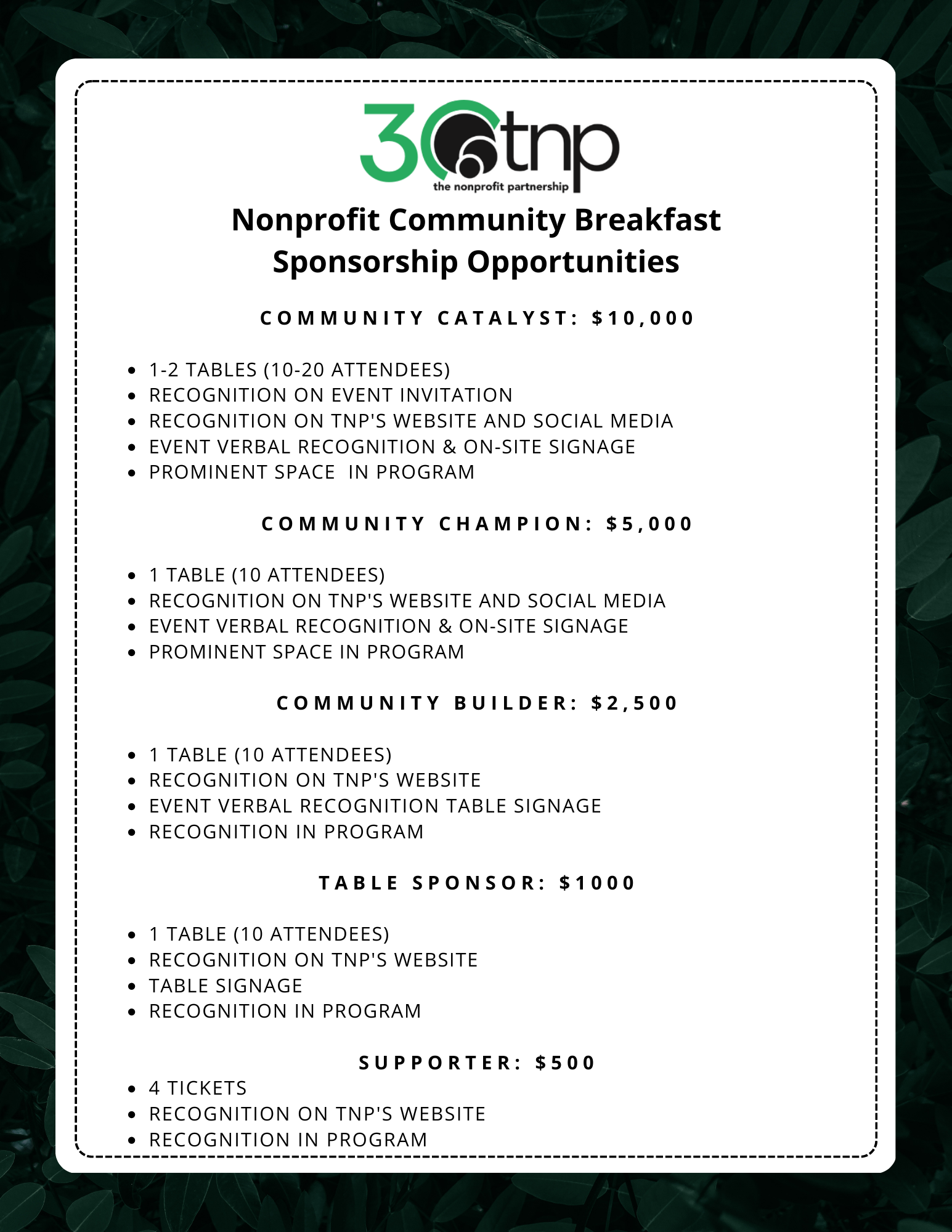 TNP Nonprofit Community Breakfast Sponsor and SaveTD 2